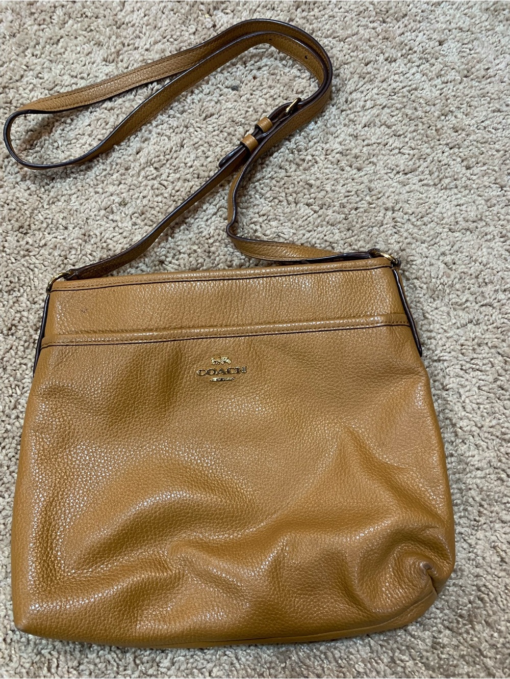 Coach Pebbled Leather Crossbody Bag in Tan
